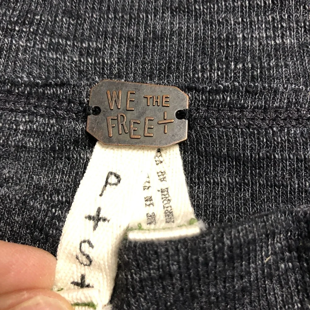 Free People We the People Shirt Womens Medium Gray 3/4 Sleeve Top